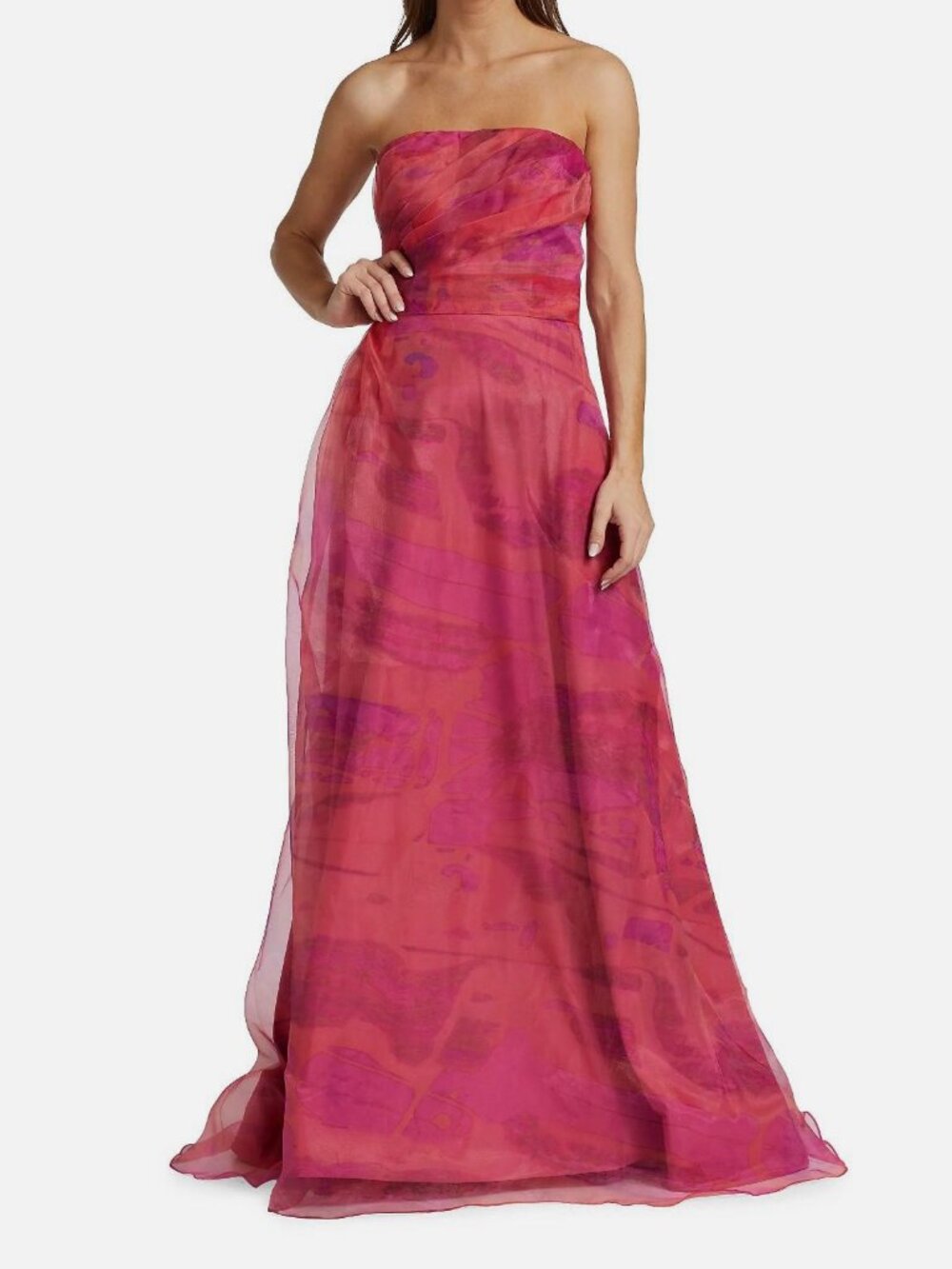 Rene Ruiz Collection Women's Pink Chiffon Draped Strapless Gown Dress Size 6